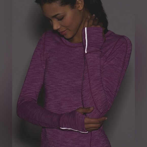 Lululemon Heathered Fuchsia Pink 5 Mile Long Sleeve Tee Top - Picture 2 of 12